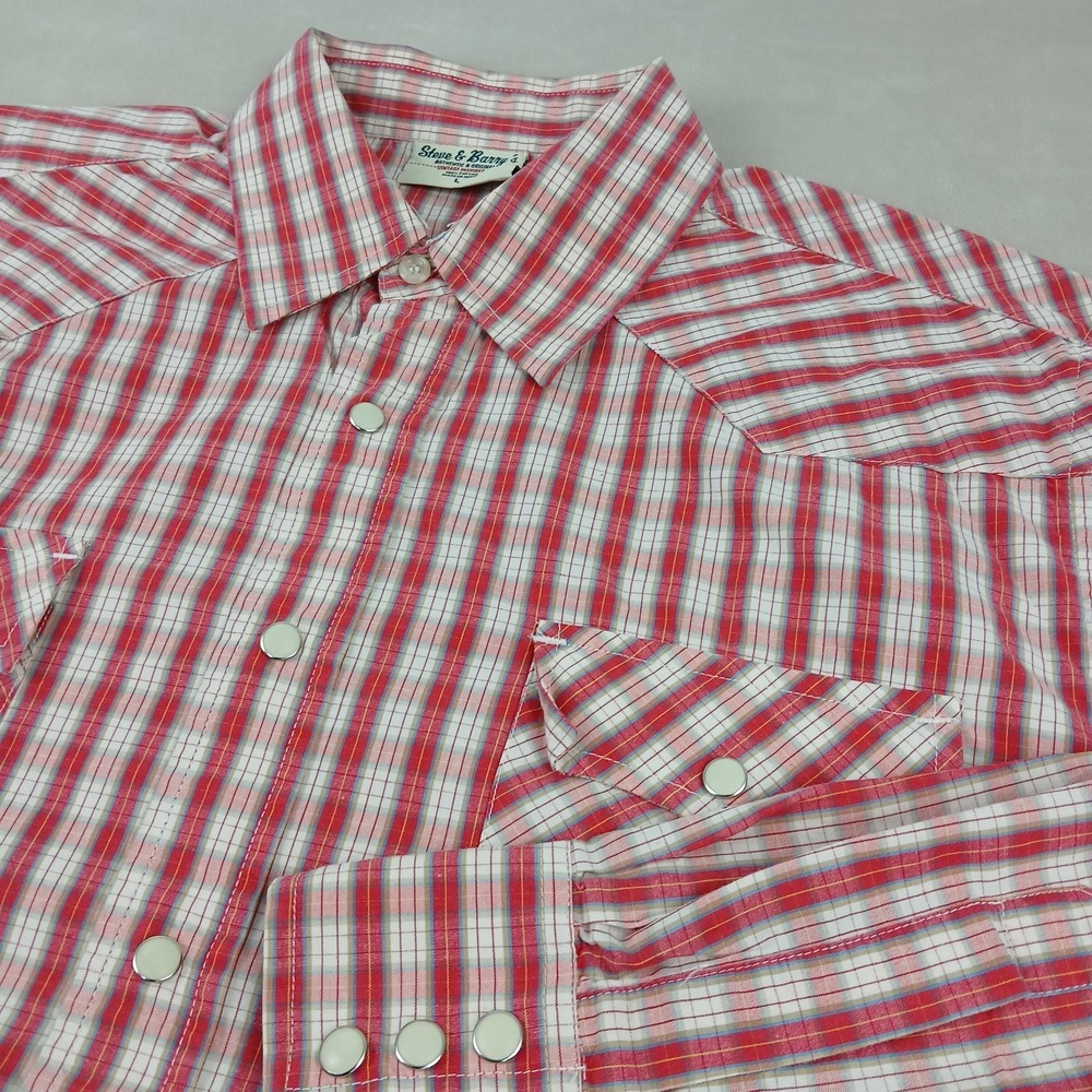 Steve & Barry's‎ Large Mens Shirt Long Sleeve Western Snap 24x27 Cowboy Snap